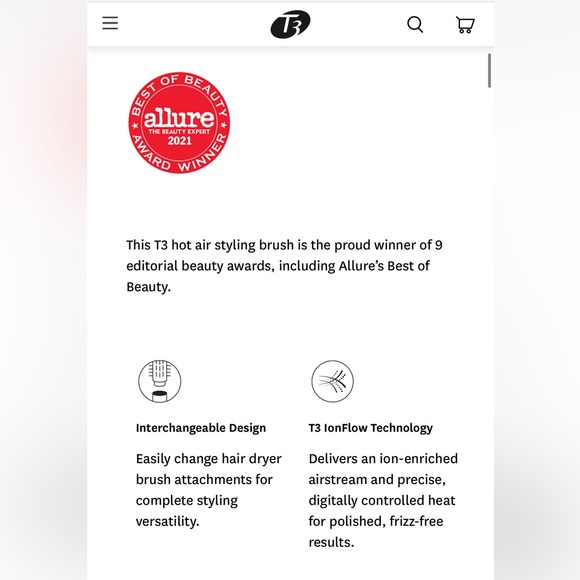 NWT T3 AIREBRUSH DUO Interchangeable Hot Air Blow Dry Brush - Picture 5 of 9